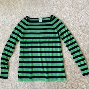 J. Crew featherweight cashmere boatneck striped raglan sweater XS
